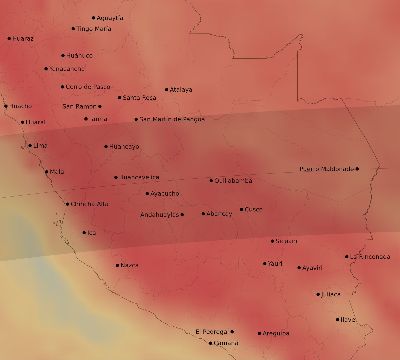 Map of the average cloud coverage across Peru for the solar eclipse of 03/27/1941