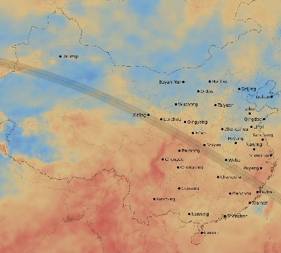 Map of the average cloud coverage across China for the solar eclipse of 09/21/1941