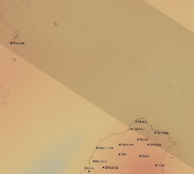 Map of the average cloud coverage across Taiwan for the solar eclipse of 09/21/1941