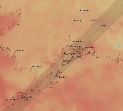 Map of the average cloud coverage across United States for the solar eclipse of 02/04/1943