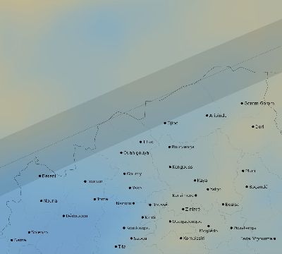 Map of the average cloud coverage across Burkina Faso for the solar eclipse of 01/25/1944