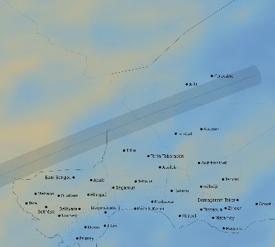 Map of the average cloud coverage across Niger for the solar eclipse of 01/25/1944
