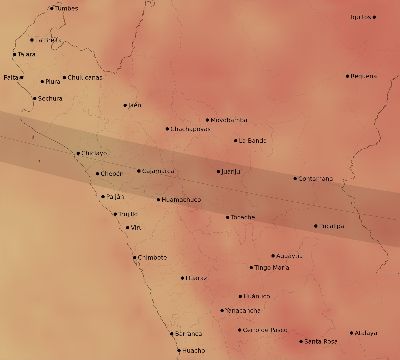 Map of the average cloud coverage across Peru for the solar eclipse of 01/25/1944