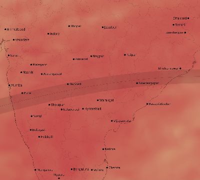 Map of the average cloud coverage across India for the solar eclipse of 07/20/1944