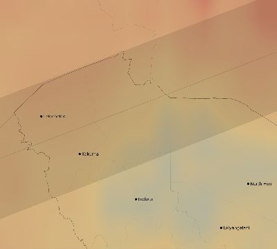 Map of the average cloud coverage across Kenya for the solar eclipse of 07/20/1944
