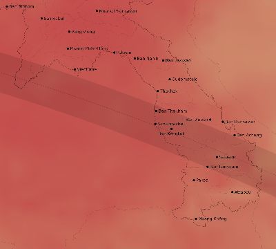 Map of the average cloud coverage across Laos for the solar eclipse of 07/20/1944