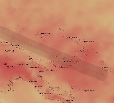 Map of the average cloud coverage across Papua New Guinea for the solar eclipse of 07/20/1944