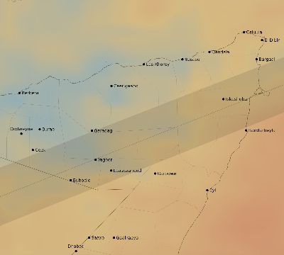 Map of the average cloud coverage across Somalia for the solar eclipse of 07/20/1944