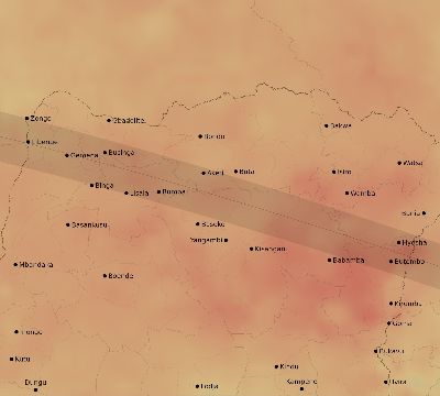 Map of the average cloud coverage across DR Congo for the solar eclipse of 05/20/1947