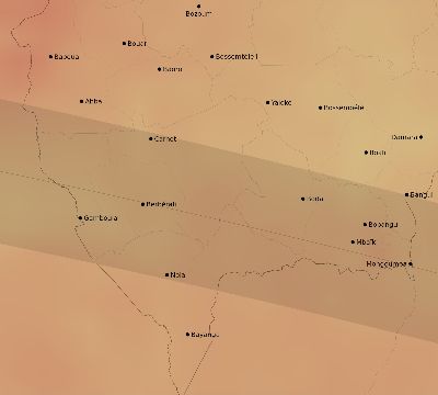 Map of the average cloud coverage across Central African Republic for the solar eclipse of 05/20/1947