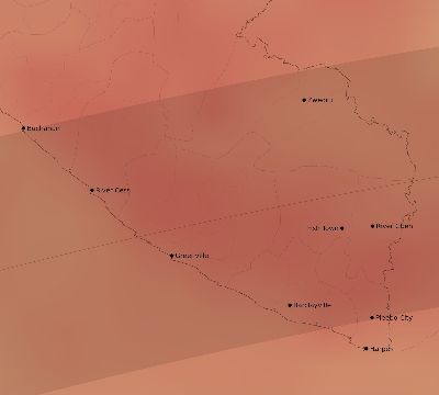 Map of the average cloud coverage across Liberia for the solar eclipse of 05/20/1947