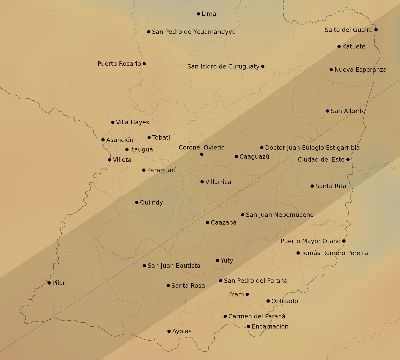 Map of the average cloud coverage across Paraguay for the solar eclipse of 05/20/1947