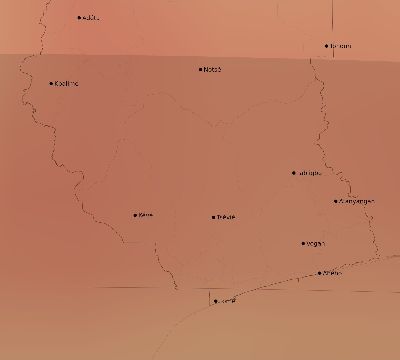 Map of the average cloud coverage across Togo for the solar eclipse of 05/20/1947