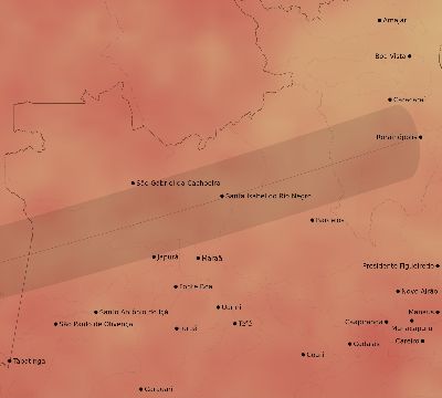 Map of the average cloud coverage across Brazil for the solar eclipse of 11/12/1947