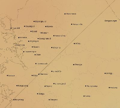 Map of the average cloud coverage across South Korea for the solar eclipse of 05/09/1948