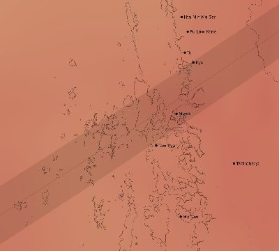 Map of the average cloud coverage across Myanmar for the solar eclipse of 05/09/1948