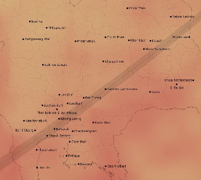 Map of the average cloud coverage across Thailand for the solar eclipse of 05/09/1948