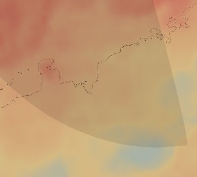 Map of the average cloud coverage across Antarctica for the solar eclipse of 03/18/1950