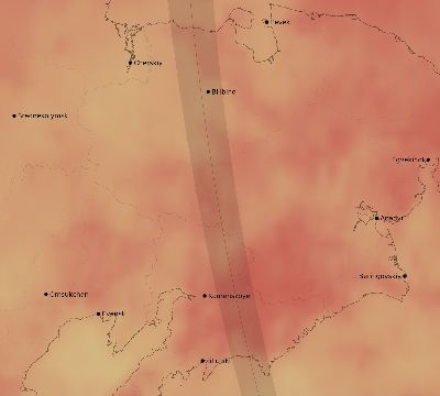 Map of the average cloud coverage across Russia for the solar eclipse of 09/12/1950
