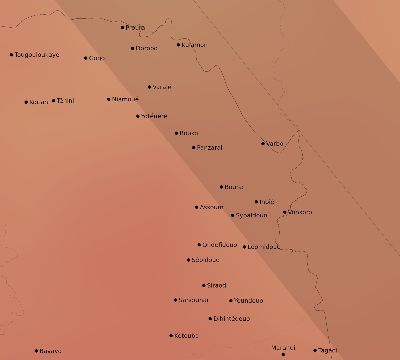 Map of the average cloud coverage across Côte d'Ivoire (Ivory Coast) for the solar eclipse of 09/01/1951