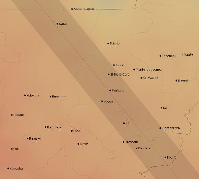 Map of the average cloud coverage across Mali for the solar eclipse of 09/01/1951