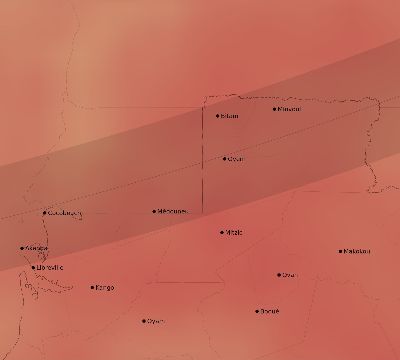 Map of the average cloud coverage across Gabon for the solar eclipse of 02/25/1952