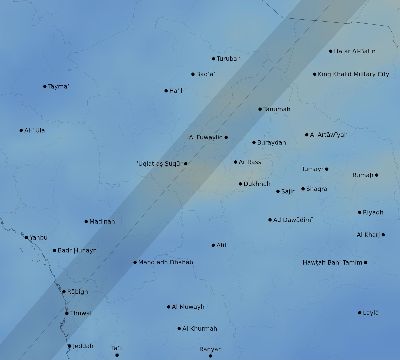 Map of the average cloud coverage across Saudi Arabia for the solar eclipse of 02/25/1952