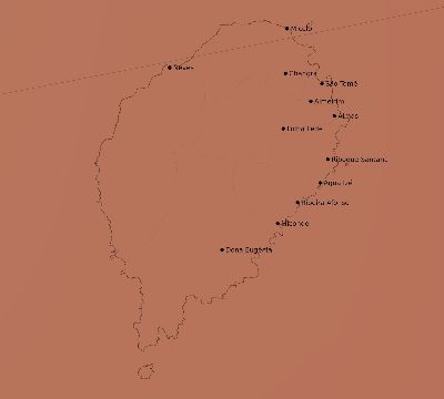 Map of the average cloud coverage across São Tomé and Príncipe for the solar eclipse of 02/25/1952