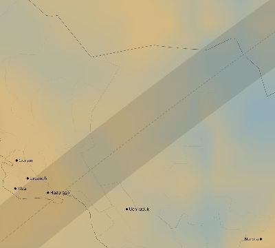 Map of the average cloud coverage across Uzbekistan for the solar eclipse of 02/25/1952
