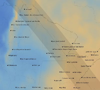 Map of the average cloud coverage across Argentina for the solar eclipse of 08/20/1952