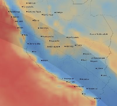 Map of the average cloud coverage across Peru for the solar eclipse of 08/20/1952