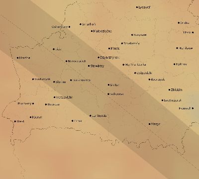 Map of the average cloud coverage across Belarus for the solar eclipse of 06/30/1954