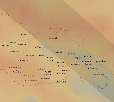 Map of the average cloud coverage across Georgia for the solar eclipse of 06/30/1954