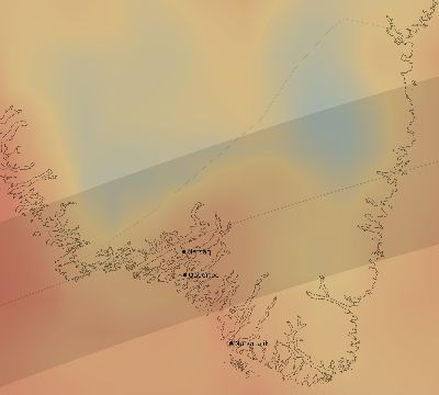 Map of the average cloud coverage across Greenland for the solar eclipse of 06/30/1954