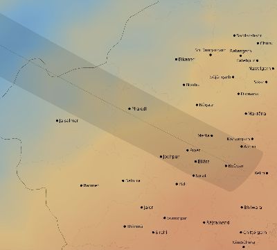 Map of the average cloud coverage across India for the solar eclipse of 06/30/1954