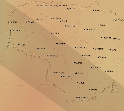 Map of the average cloud coverage across Lithuania for the solar eclipse of 06/30/1954