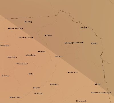 Map of the average cloud coverage across Poland for the solar eclipse of 06/30/1954
