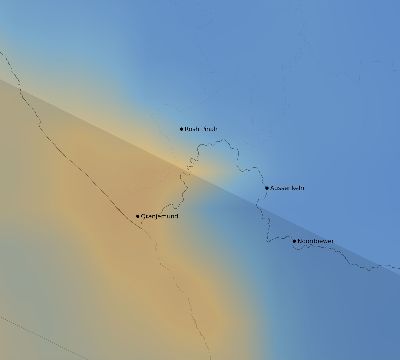 Map of the average cloud coverage across Namibia for the solar eclipse of 12/25/1954