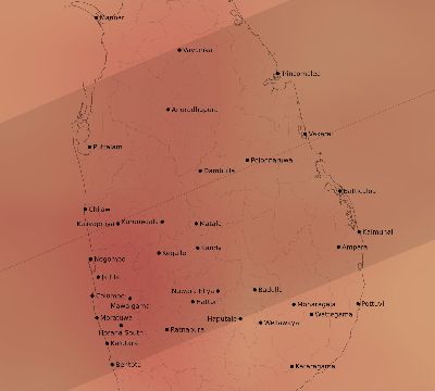 Map of the average cloud coverage across Sri Lanka for the solar eclipse of 06/20/1955