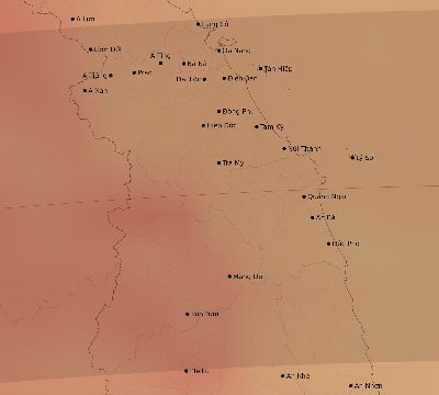 Map of the average cloud coverage across Vietnam for the solar eclipse of 06/20/1955