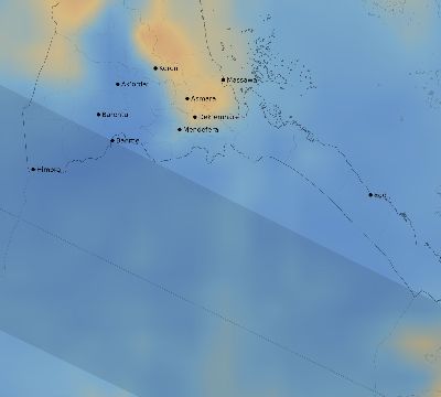 Map of the average cloud coverage across Eritrea for the solar eclipse of 12/14/1955