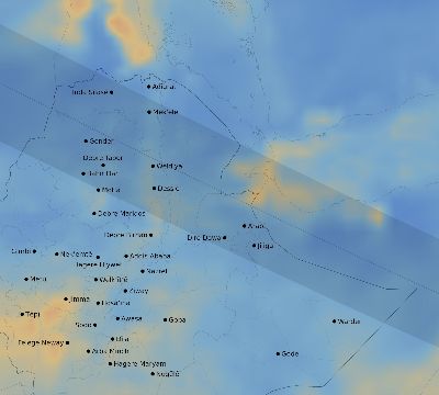 Map of the average cloud coverage across Ethiopia for the solar eclipse of 12/14/1955