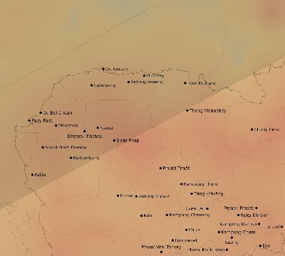 Map of the average cloud coverage across Cambodia for the solar eclipse of 12/14/1955