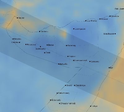 Map of the average cloud coverage across Somalia for the solar eclipse of 12/14/1955