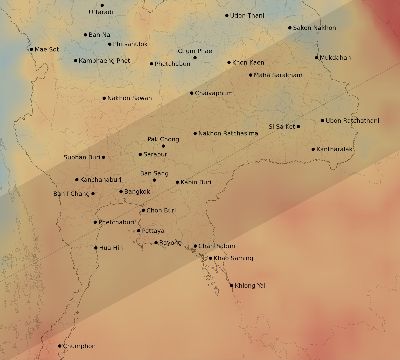 Map of the average cloud coverage across Thailand for the solar eclipse of 12/14/1955