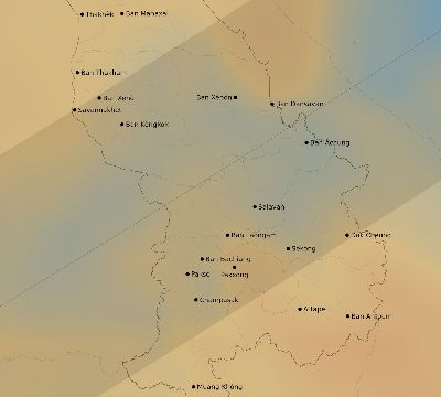 Map of the average cloud coverage across Laos for the solar eclipse of 04/19/1958