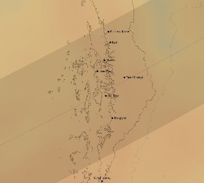 Map of the average cloud coverage across Myanmar for the solar eclipse of 04/19/1958