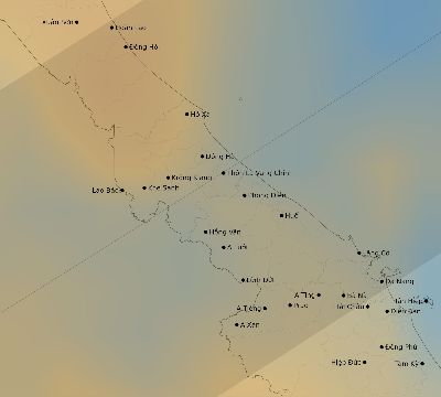 Map of the average cloud coverage across Vietnam for the solar eclipse of 04/19/1958