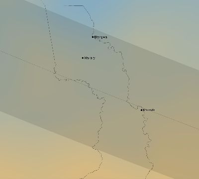 Map of the average cloud coverage across Cameroon for the solar eclipse of 10/02/1959