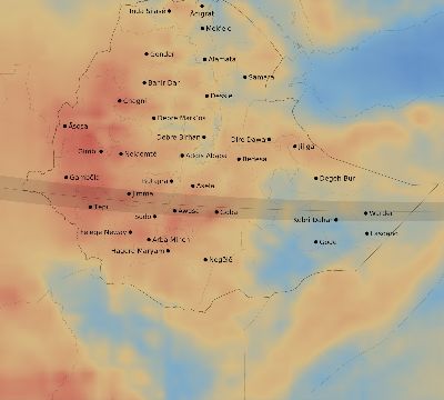 Map of the average cloud coverage across Ethiopia for the solar eclipse of 10/02/1959